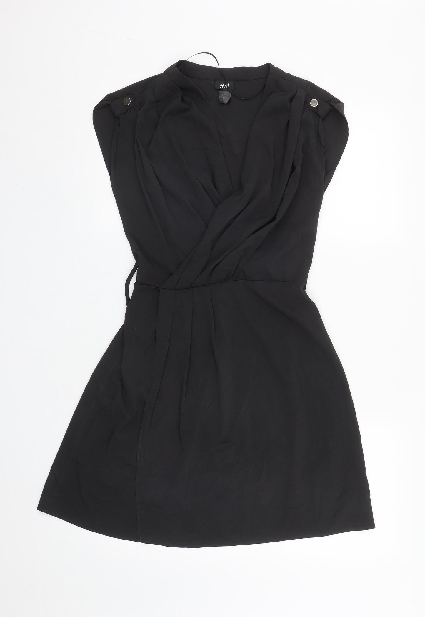 H&M Womens Black  Polyester Fit & Flare  Size 6  V-Neck