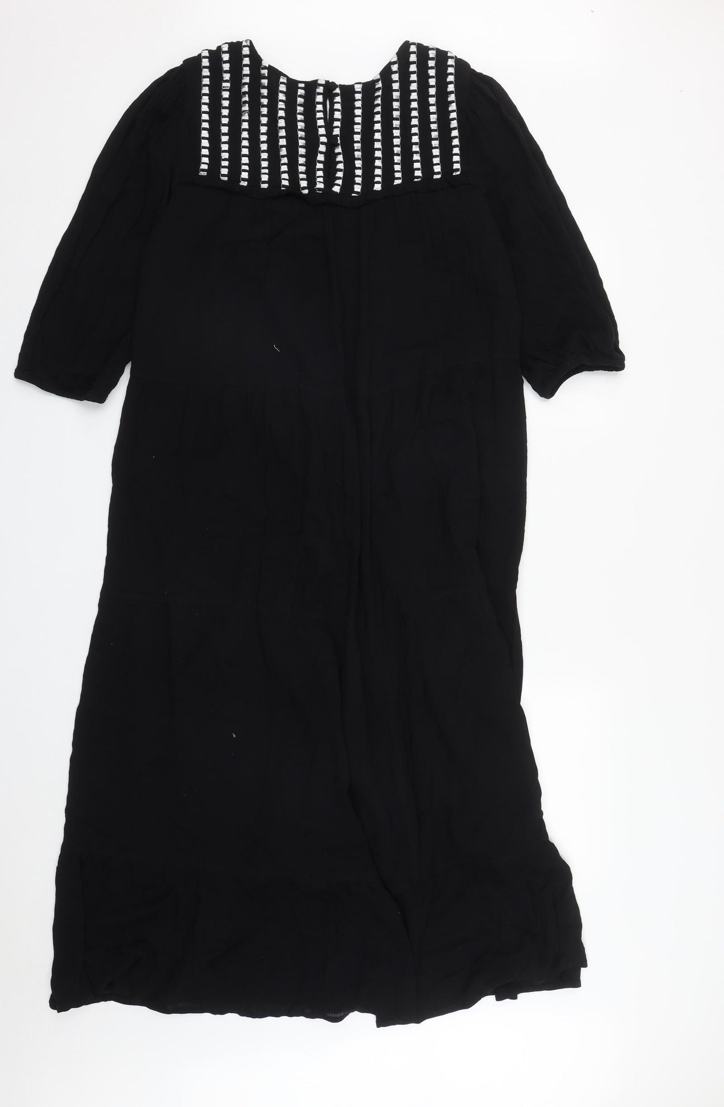 Studio West Womens Black  Cotton Maxi  Size S  Round Neck Button
