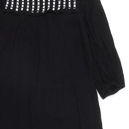 Studio West Womens Black  Cotton Maxi  Size S  Round Neck Button