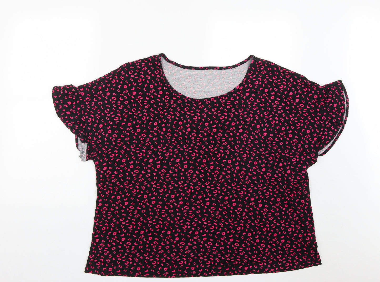 George Womens Black Geometric Viscose Basic T-Shirt Size 20 Round Neck