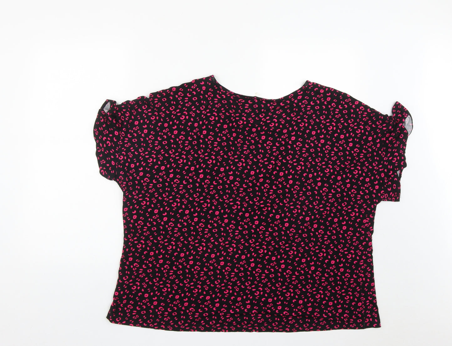 George Womens Black Geometric Viscose Basic T-Shirt Size 20 Round Neck