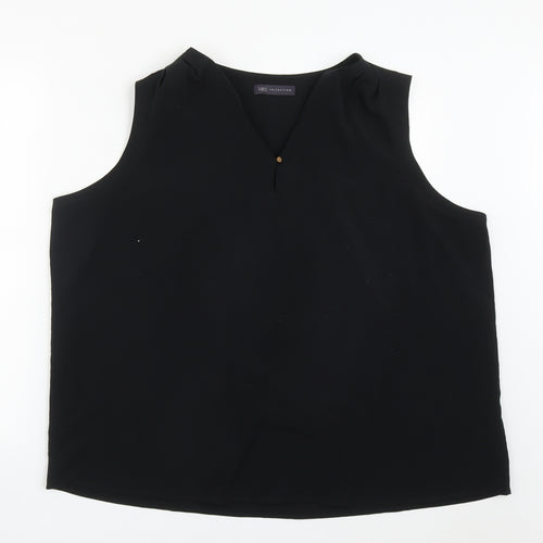 Marks and Spencer Womens Black  Polyester Basic Blouse Size 22 V-Neck