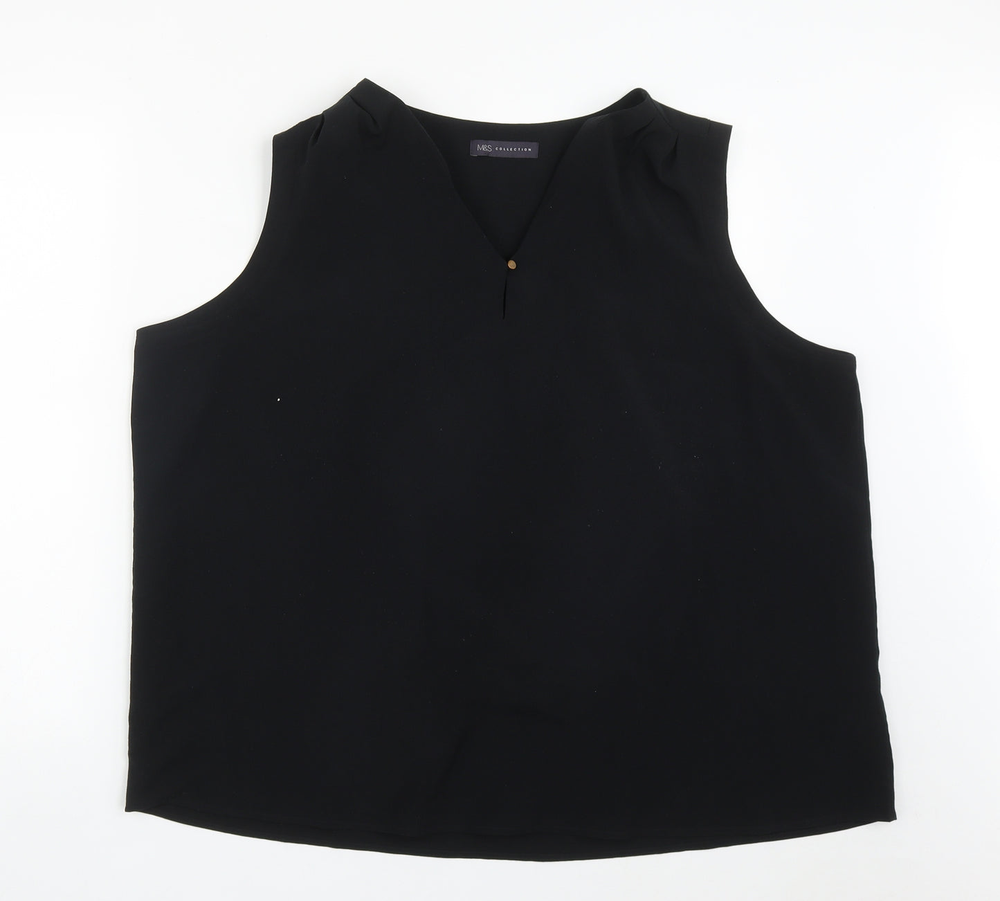 Marks and Spencer Womens Black  Polyester Basic Blouse Size 22 V-Neck