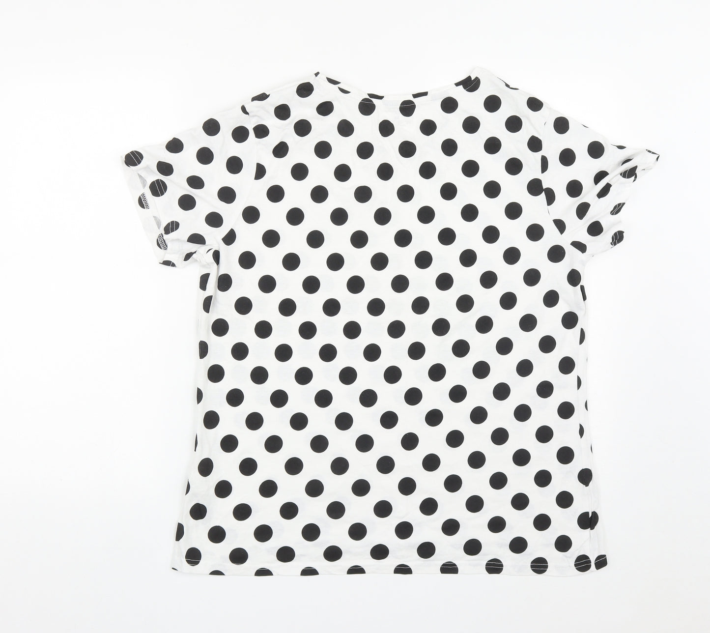 Primark Womens White Polka Dot Cotton Basic T-Shirt Size XL Round Neck