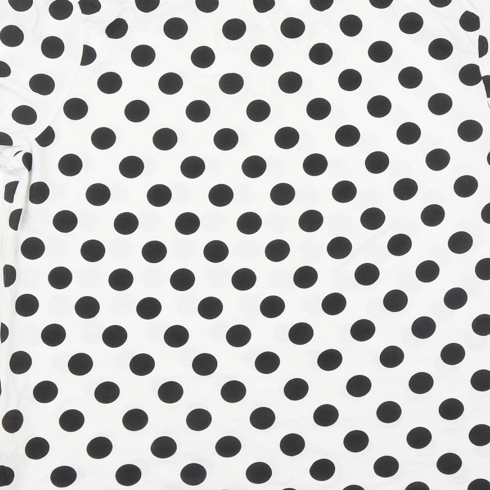 Primark Womens White Polka Dot Cotton Basic T-Shirt Size XL Round Neck