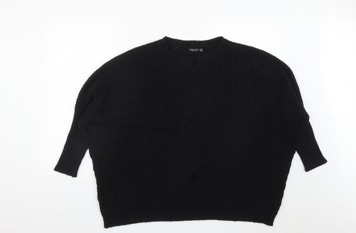 Bershka Womens Black Round Neck  Acrylic Pullover Jumper Size M