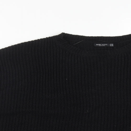 Bershka Womens Black Round Neck  Acrylic Pullover Jumper Size M