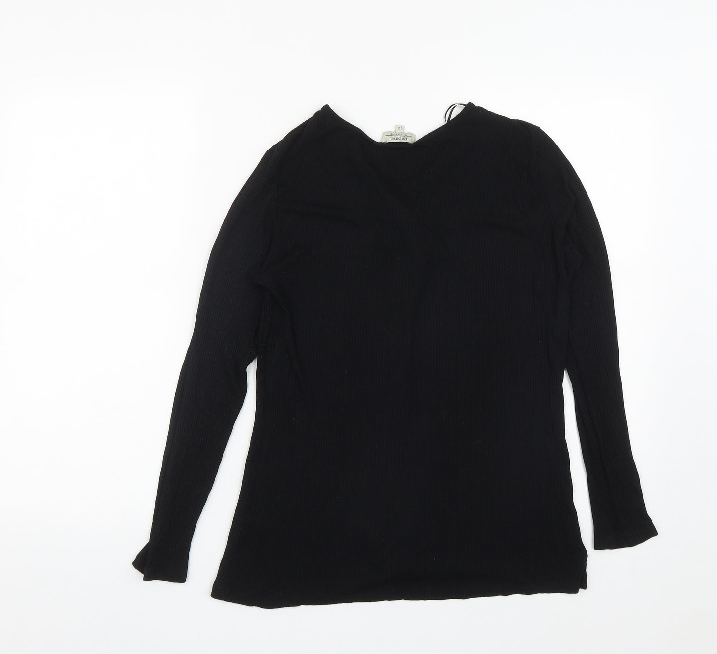 Matalan Womens Black  Viscose Basic T-Shirt Size 14 V-Neck