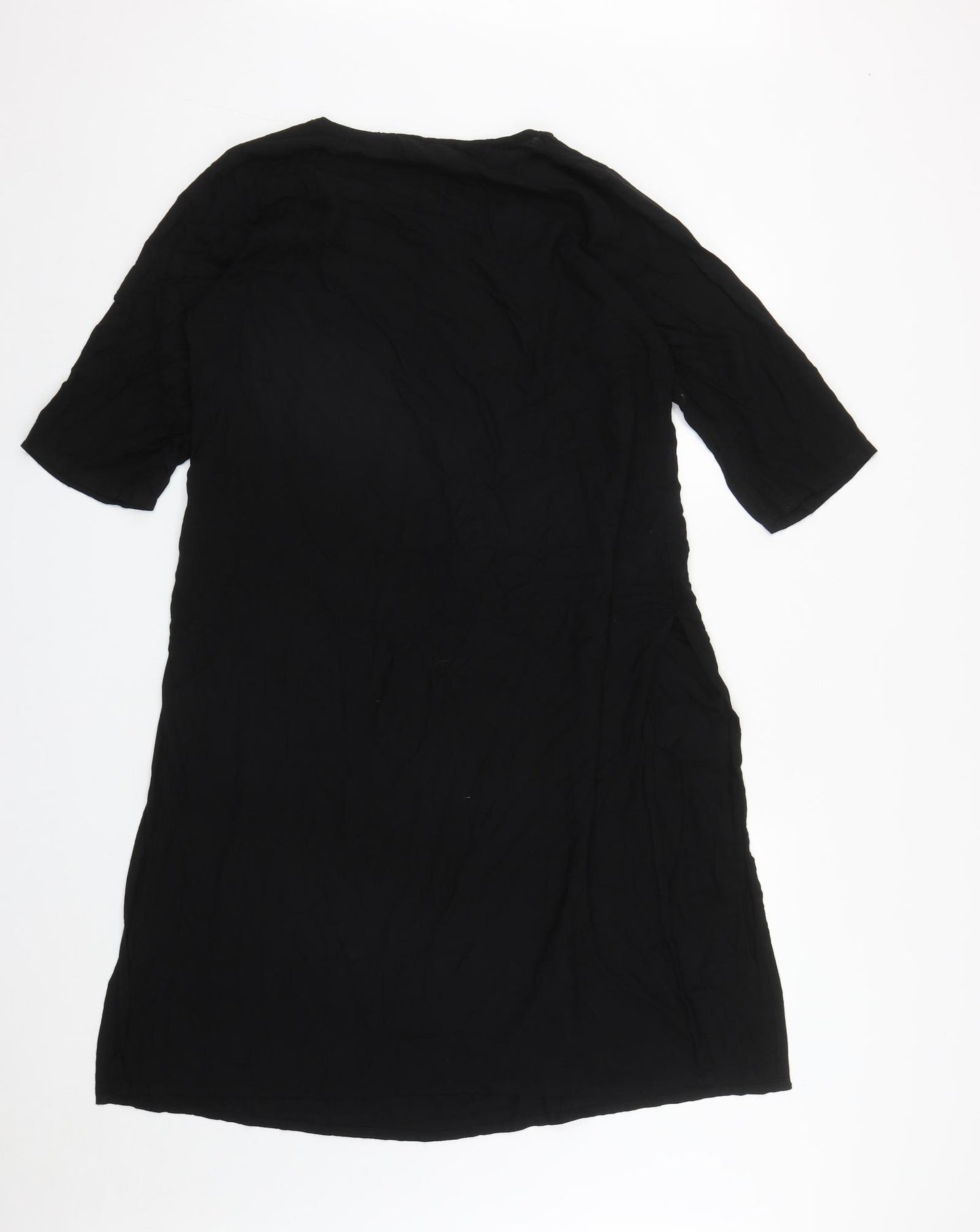 Sangria Womens Black  Polyester A-Line  Size 14  Round Neck Button - Beach Cover Up