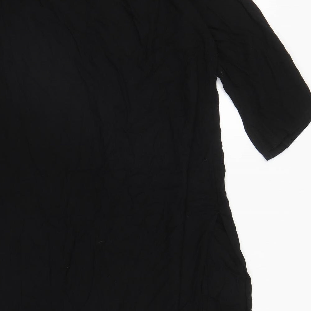 Sangria Womens Black  Polyester A-Line  Size 14  Round Neck Button - Beach Cover Up