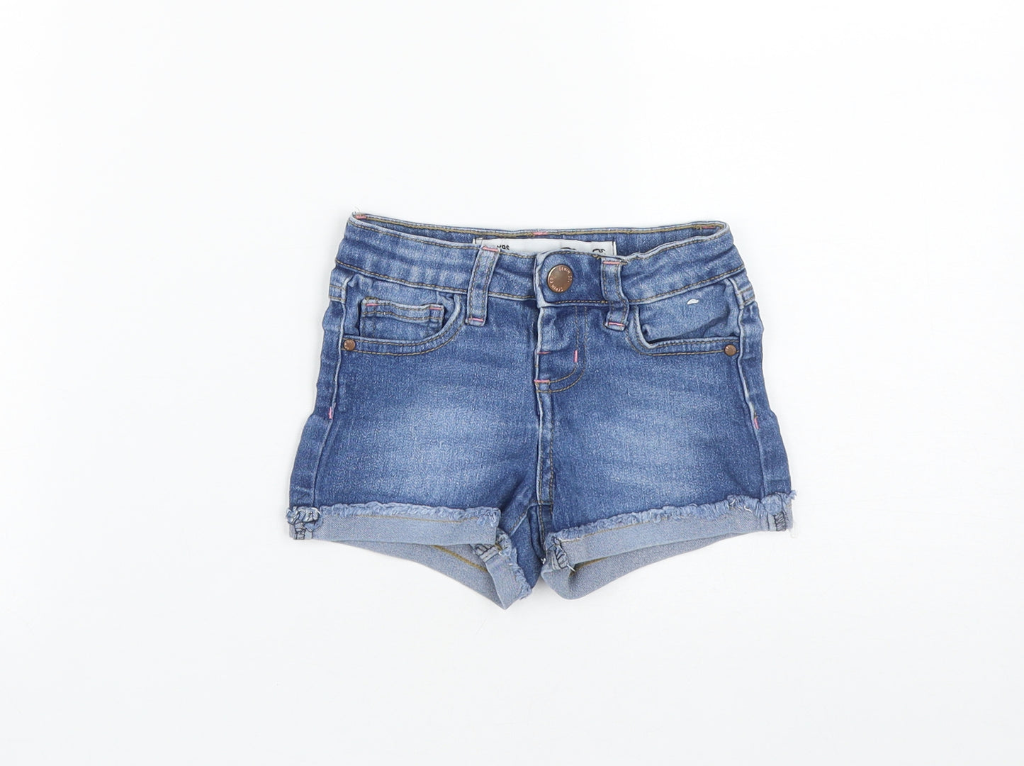 Denim & Co. Girls Blue  Cotton Cut-Off Shorts Size 2-3 Years  Regular