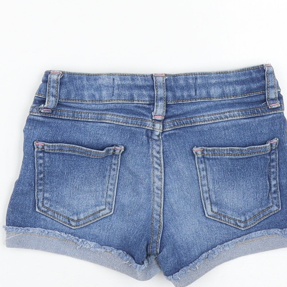 Denim & Co. Girls Blue  Cotton Cut-Off Shorts Size 2-3 Years  Regular