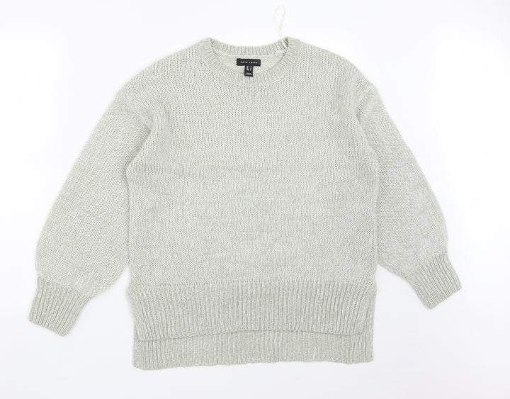 New Look Womens Grey Round Neck Acrylic Pullover Jumper Size S