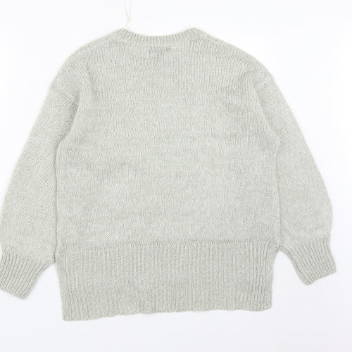 New Look Womens Grey Round Neck  Acrylic Pullover Jumper Size S