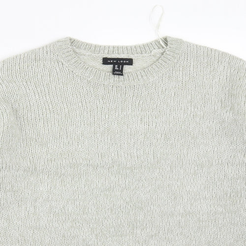 New Look Womens Grey Round Neck  Acrylic Pullover Jumper Size S