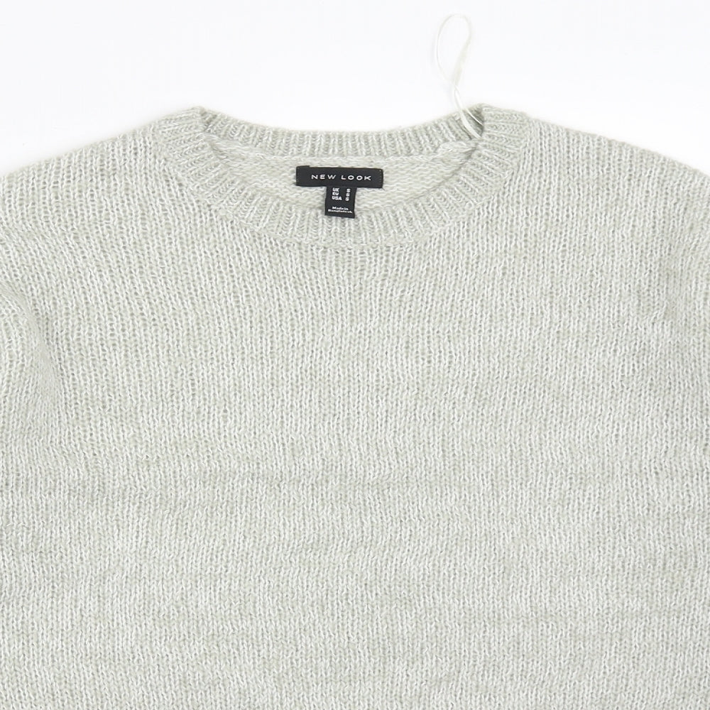 New Look Womens Grey Round Neck  Acrylic Pullover Jumper Size S