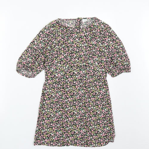 NEXT Girls Multicoloured Floral Viscose Fit & Flare  Size 11 Years  Round Neck Button