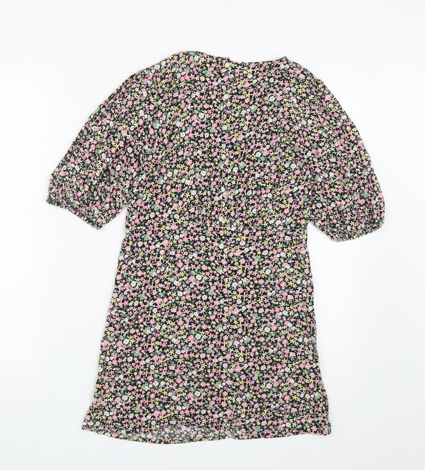 NEXT Girls Multicoloured Floral Viscose Fit & Flare  Size 11 Years  Round Neck Button