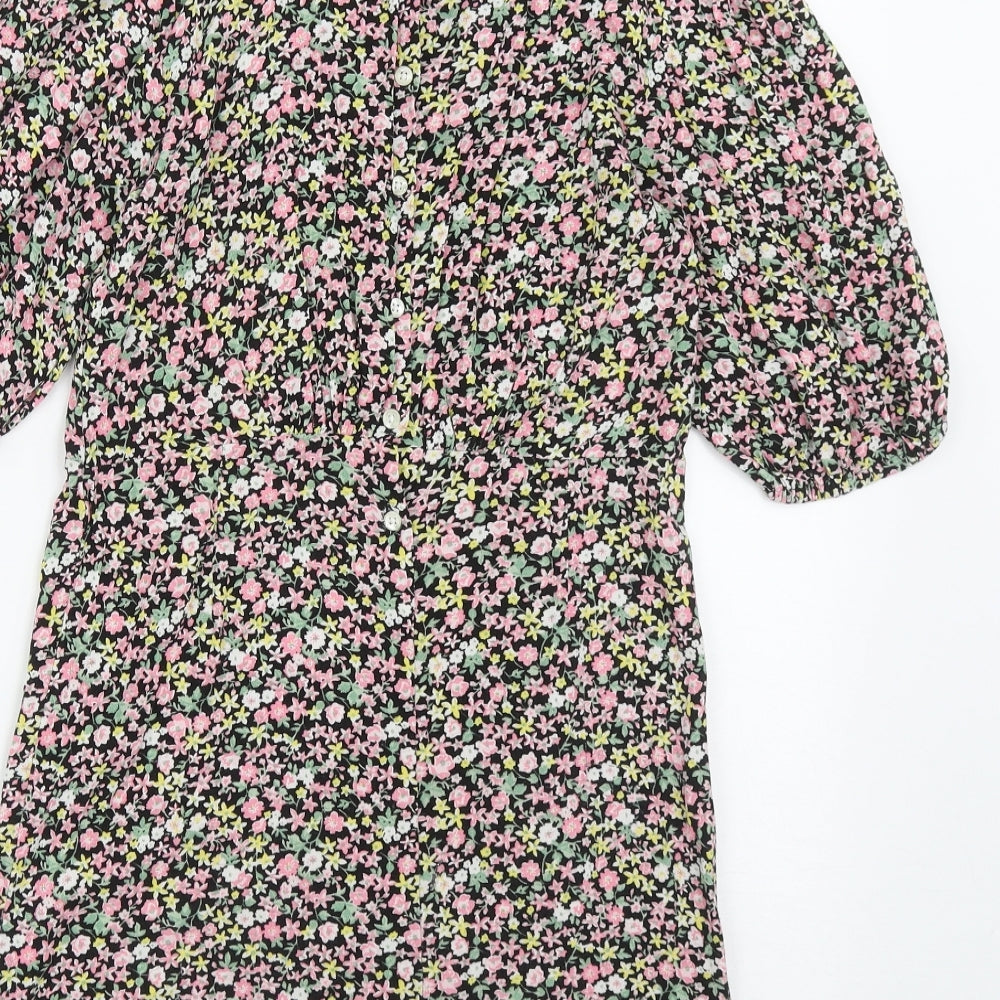 NEXT Girls Multicoloured Floral Viscose Fit & Flare  Size 11 Years  Round Neck Button