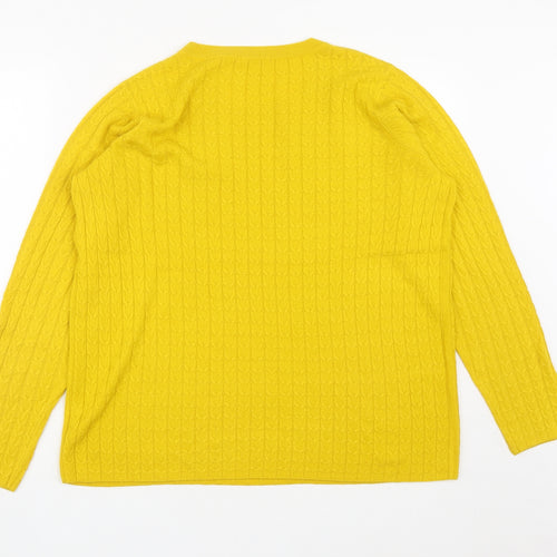 TU Womens Yellow Round Neck  Acrylic Pullover Jumper Size 20