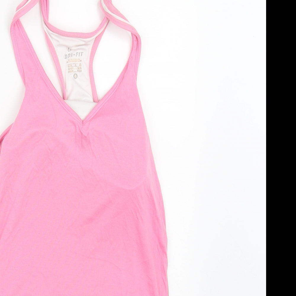 Nike Womens Pink  Polyester Basic Tank Size S Round Neck