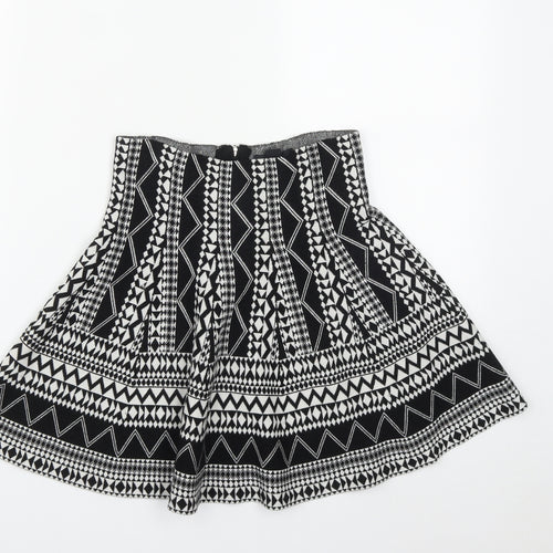 Atmosphere Womens Black Geometric Viscose Flare Skirt Size 12   Zip