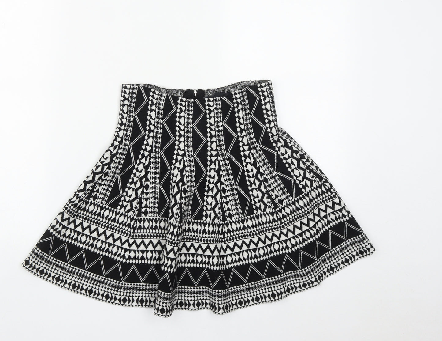 Atmosphere Womens Black Geometric Viscose Flare Skirt Size 12   Zip