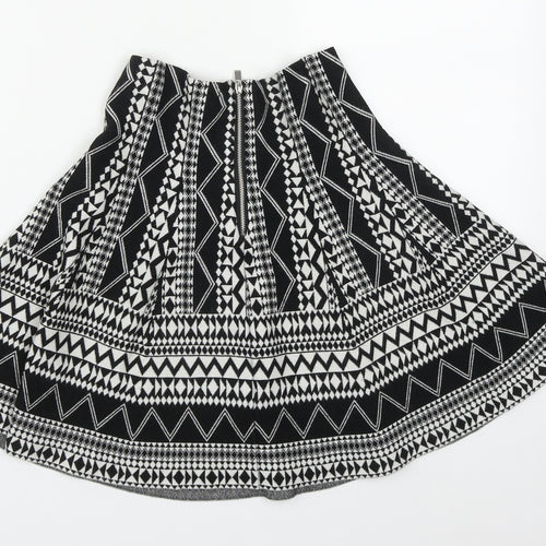Atmosphere Womens Black Geometric Viscose Flare Skirt Size 12   Zip