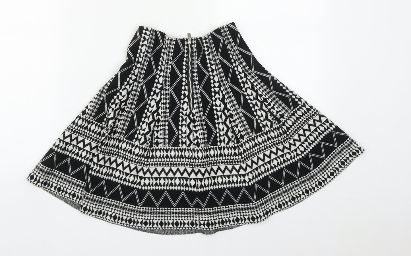 Atmosphere Womens Black Geometric Viscose Flare Skirt Size 12   Zip