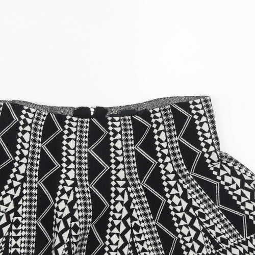 Atmosphere Womens Black Geometric Viscose Flare Skirt Size 12   Zip