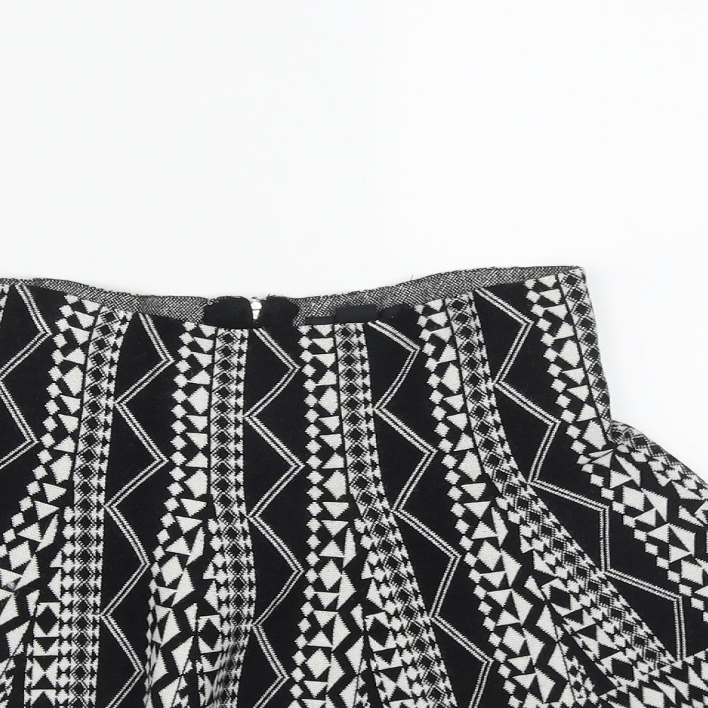 Atmosphere Womens Black Geometric Viscose Flare Skirt Size 12   Zip