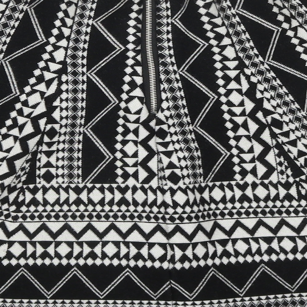 Atmosphere Womens Black Geometric Viscose Flare Skirt Size 12   Zip
