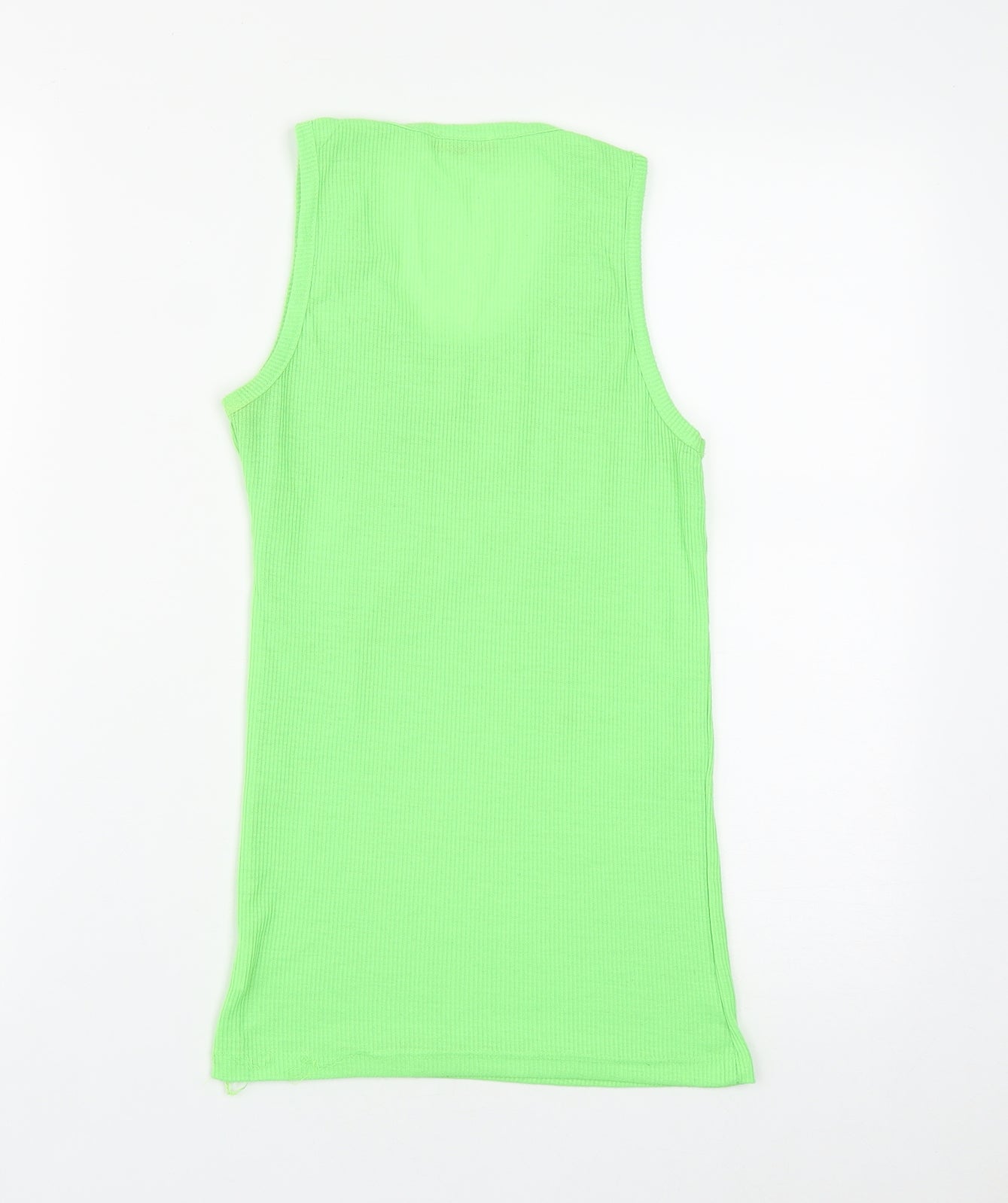 More&Negri Womens Green  Cotton Basic Tank Size S Round Neck