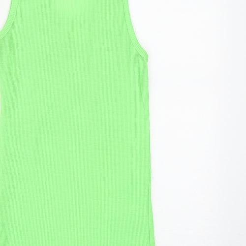 More&Negri Womens Green  Cotton Basic Tank Size S Round Neck