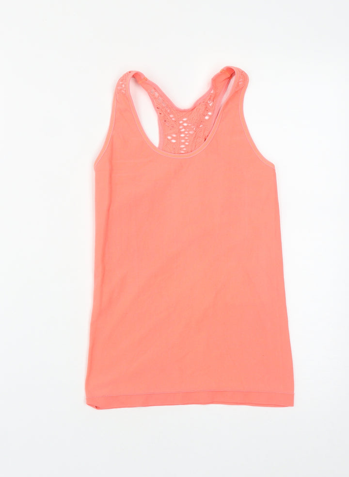 Preworn Womens Orange  Polyester Basic Tank Size S Round Neck