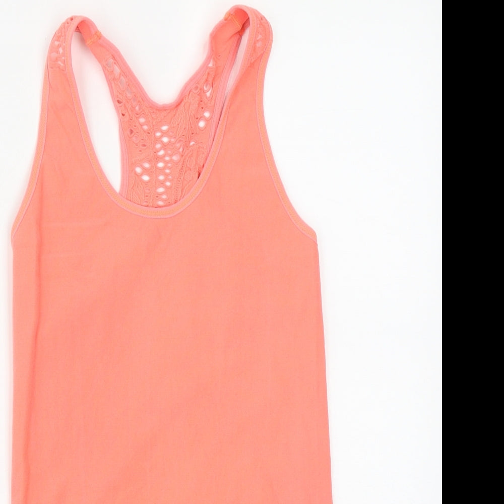 Preworn Womens Orange  Polyester Basic Tank Size S Round Neck