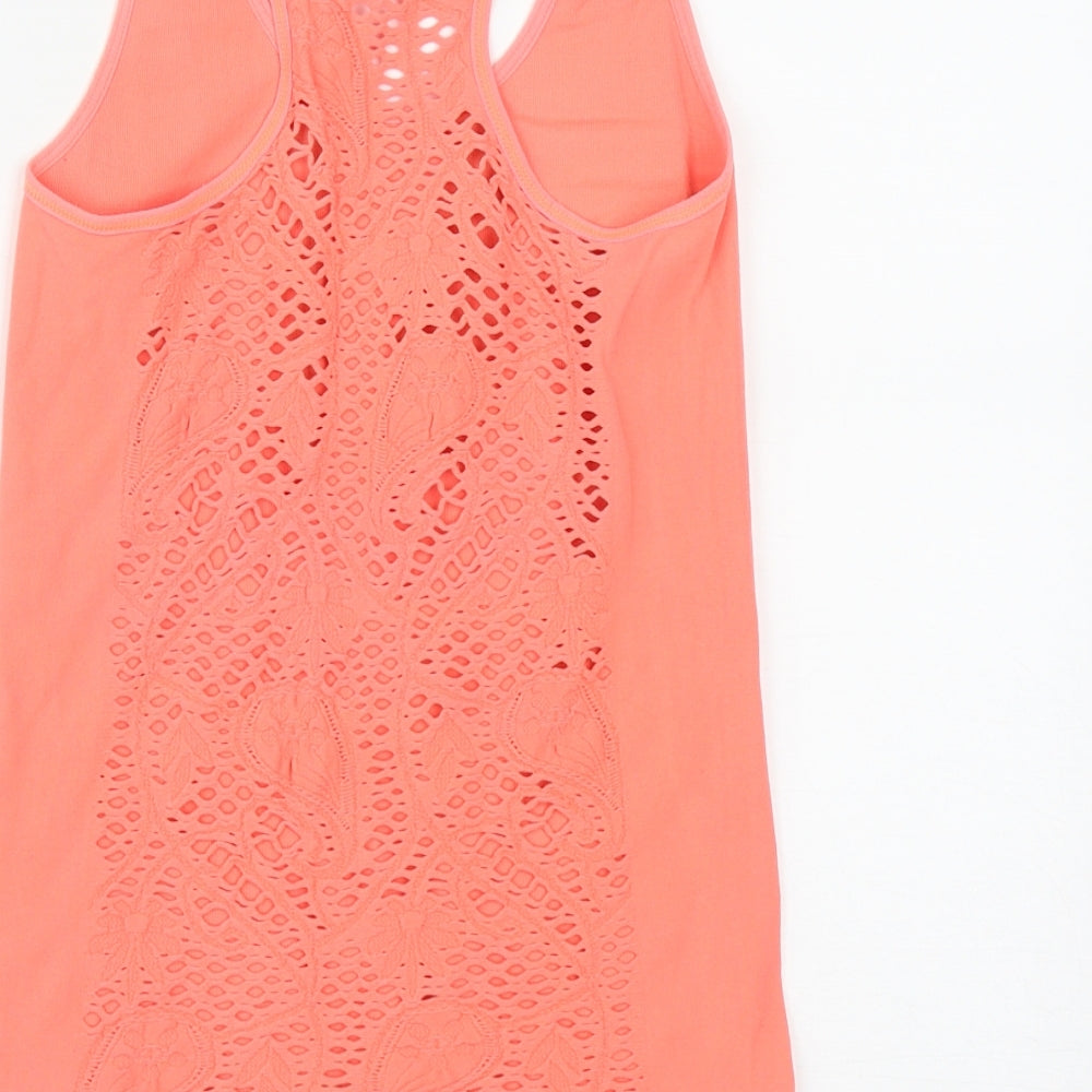 Preworn Womens Orange  Polyester Basic Tank Size S Round Neck
