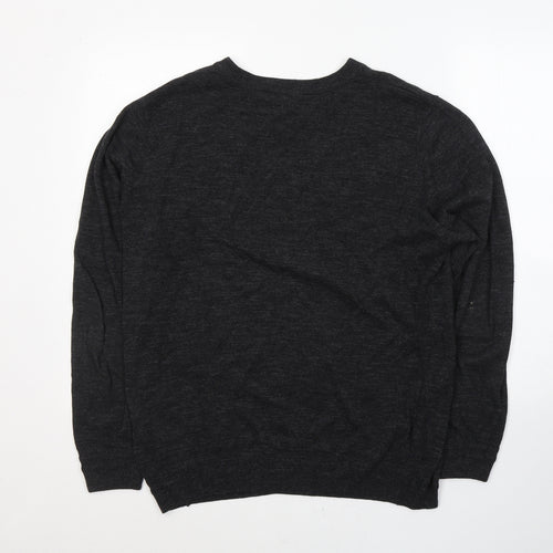 George Mens Grey V-Neck  Cotton Pullover Jumper Size M