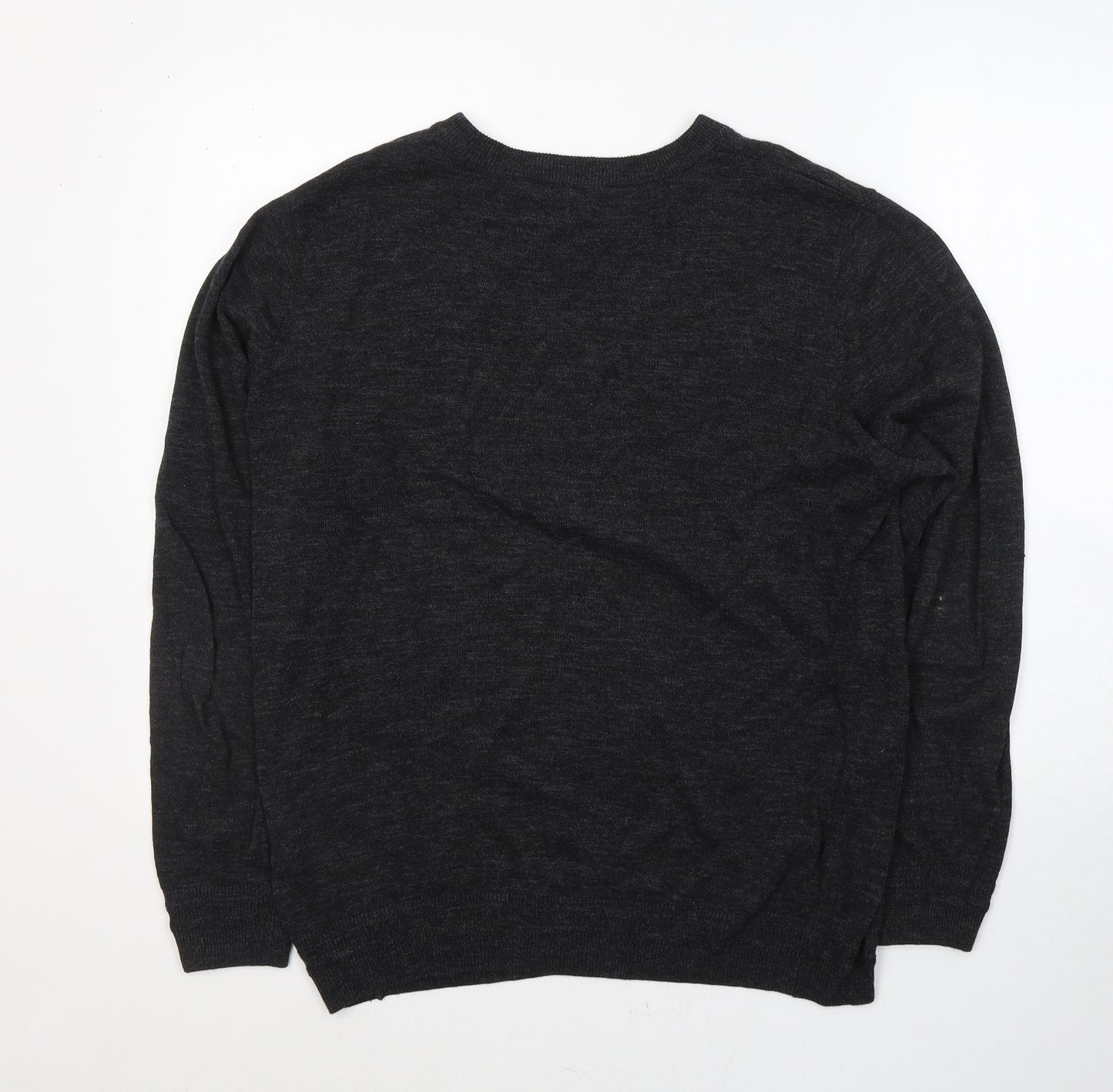 George Mens Grey V-Neck  Cotton Pullover Jumper Size M
