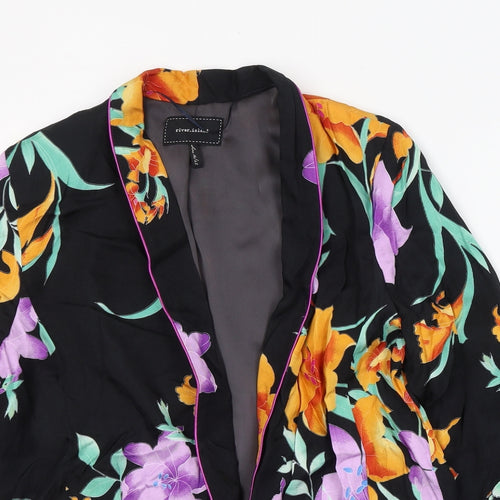 River Island Womens Black Floral  Jacket Blazer Size 16