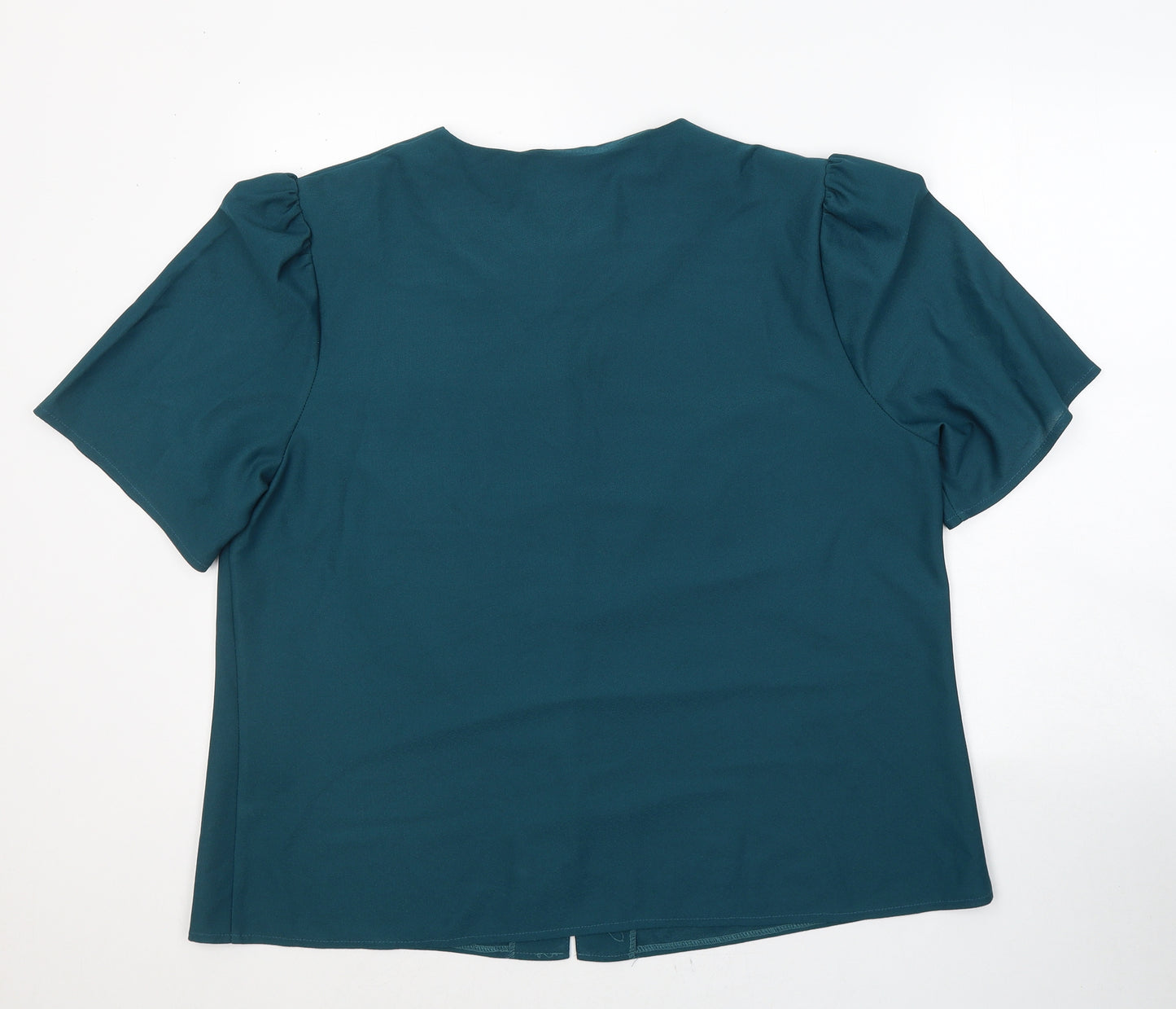 Amani Womens Blue  Polyester Basic Button-Up Size 20 Round Neck