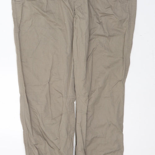 Rainbow Womens Beige  Cotton Trousers  Size 16 L30 in Regular Tie