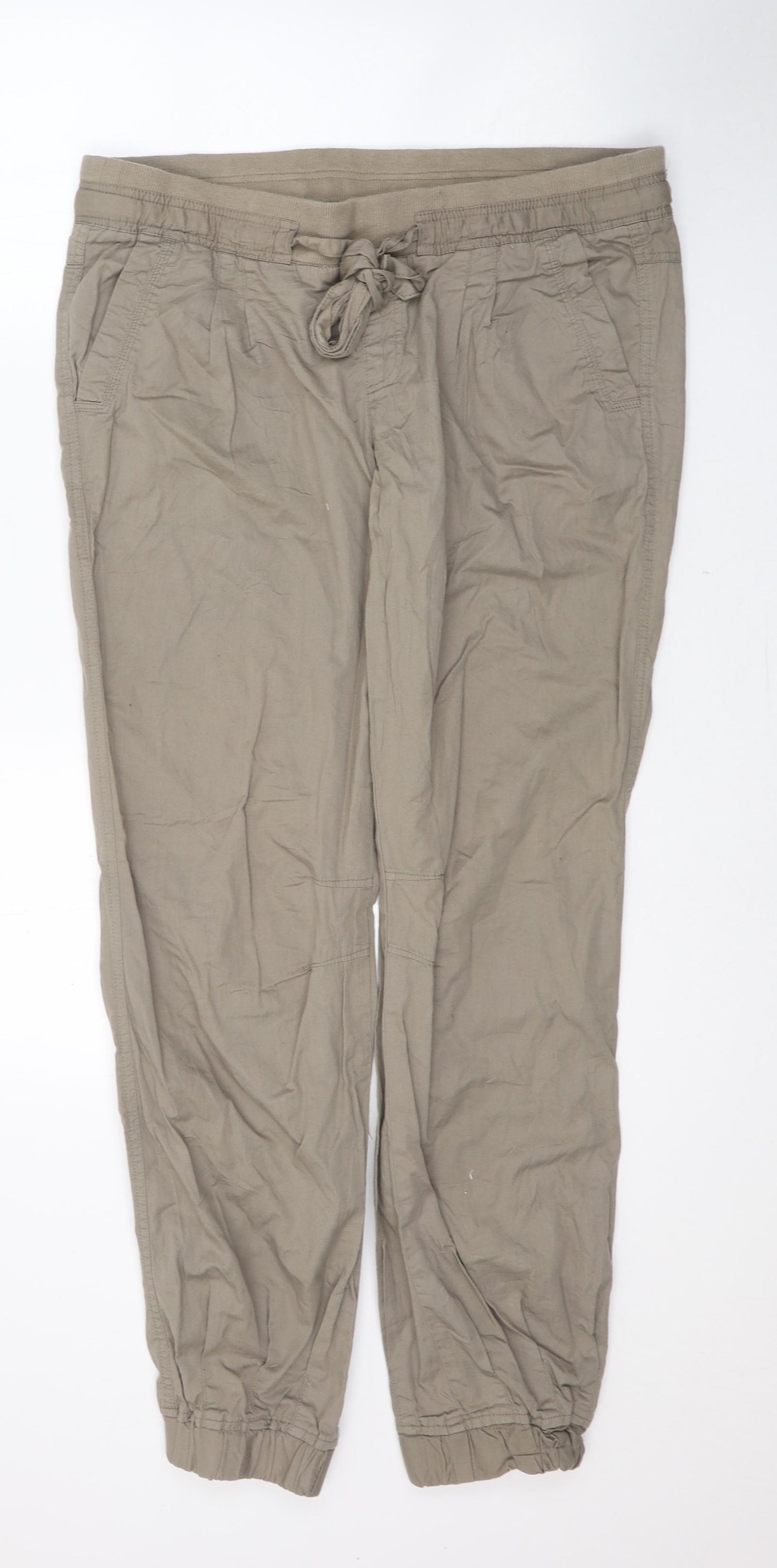 Rainbow Womens Beige  Cotton Trousers  Size 16 L30 in Regular Tie