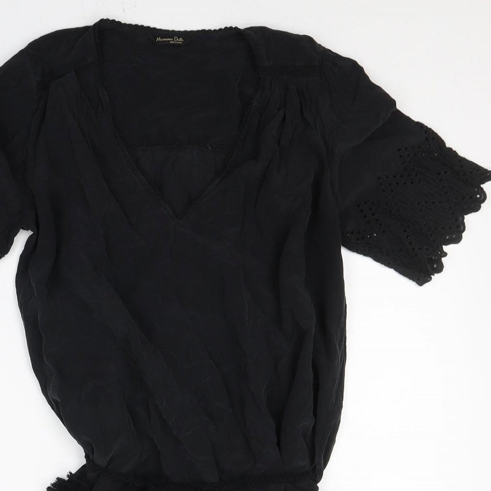 Mossimo Dutti Womens Black  Polyester Basic Blouse Size 10 V-Neck