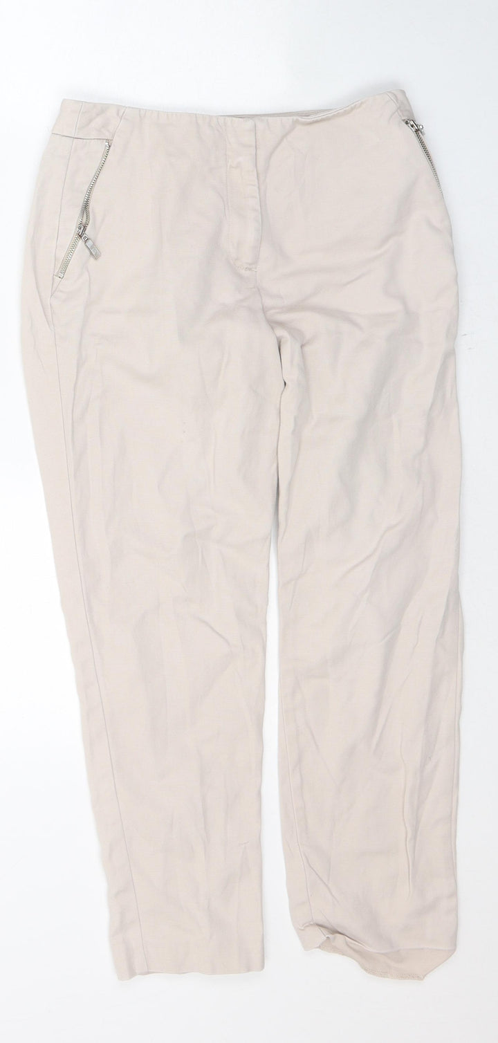 Julien Macdonald Womens Beige Cotton Cropped Jeans Size 8 L23 in Regular Button