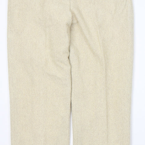 Max Pierre Womens Beige  Acrylic Trousers  Size 12 L30 in Regular Button