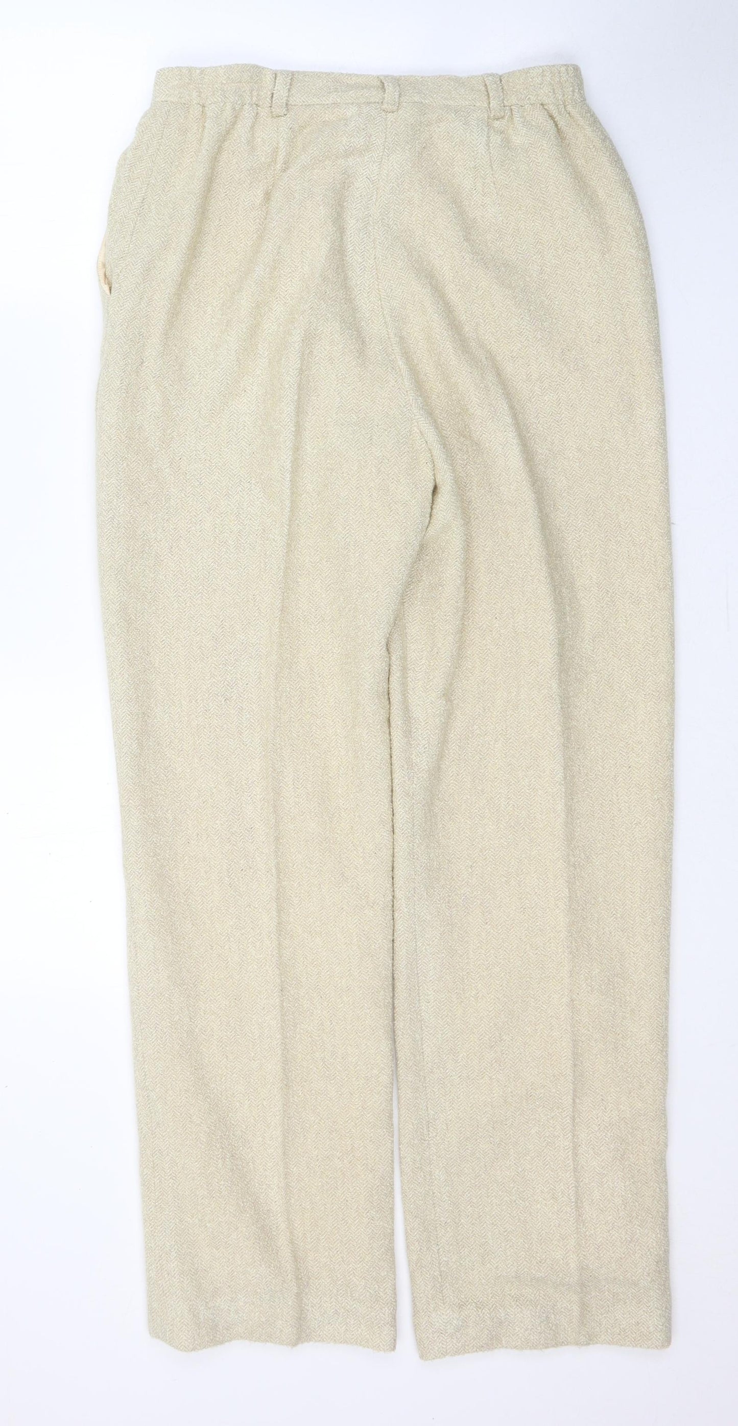 Max Pierre Womens Beige  Acrylic Trousers  Size 12 L30 in Regular Button