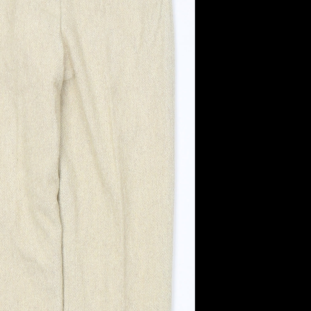 Max Pierre Womens Beige  Acrylic Trousers  Size 12 L30 in Regular Button