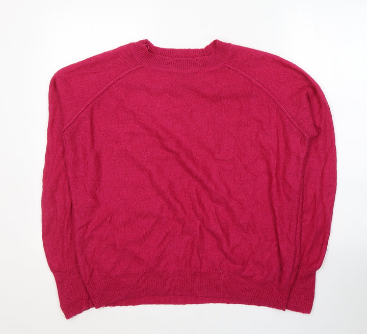 Topshop Womens Pink Round Neck  Acrylic Pullover Jumper Size 14