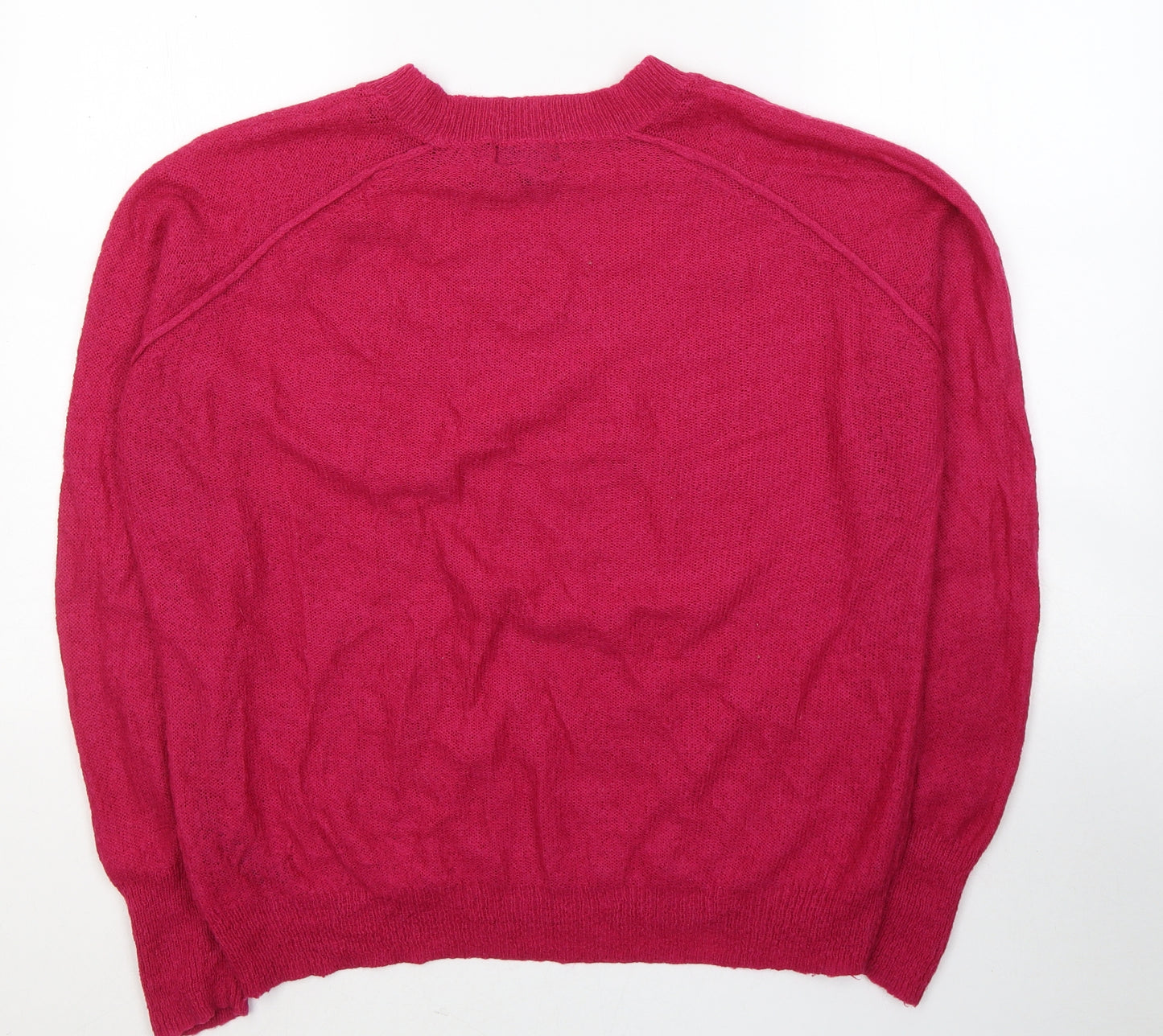 Topshop Womens Pink Round Neck  Acrylic Pullover Jumper Size 14